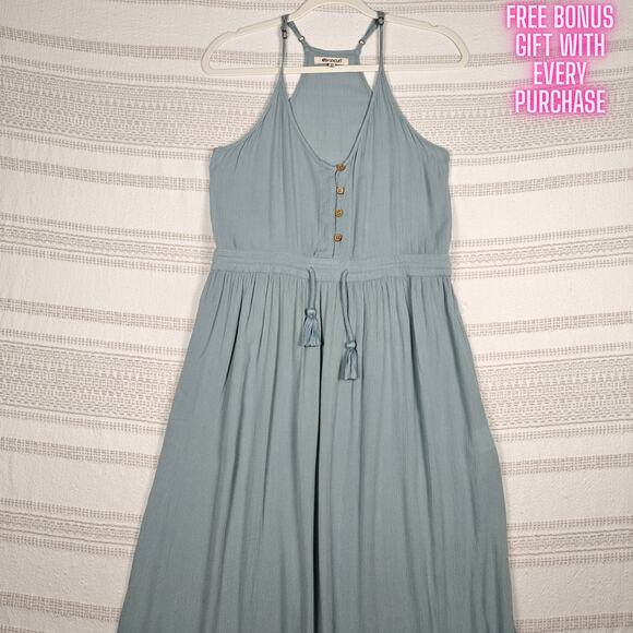 Rip Curl Green Blue Tie Waist Maxi Dress Boho Tassel Detail Size XS - Picture 1 of 9